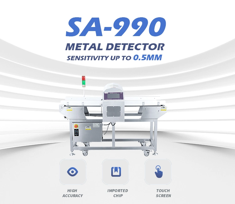 Detector de metais de alimentos industriais com túnel de conveyor para carne 0