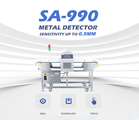 Detector de metais para alimentos com sensibilidade de detecção SUS304 de 1,0 mm e altura ajustável da correia