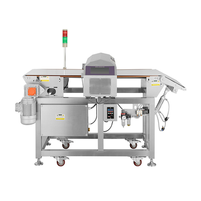 Detector de metal de sinalização digital de alimentos 50-60Hz Cinturão automático de parada Inspeção de metais de alimentos