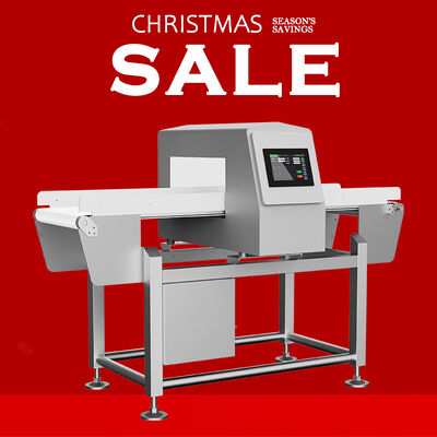 Detector de metais para alimentos com esteira transportadora automática, alarme e parada para segurança na produção de alimentos