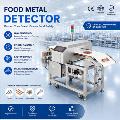 Detector de metais de qualidade alimentar que oferece suporte a processos de inspeção automatizados para melhorar a segurança alimentar e reduzir riscos de contaminação